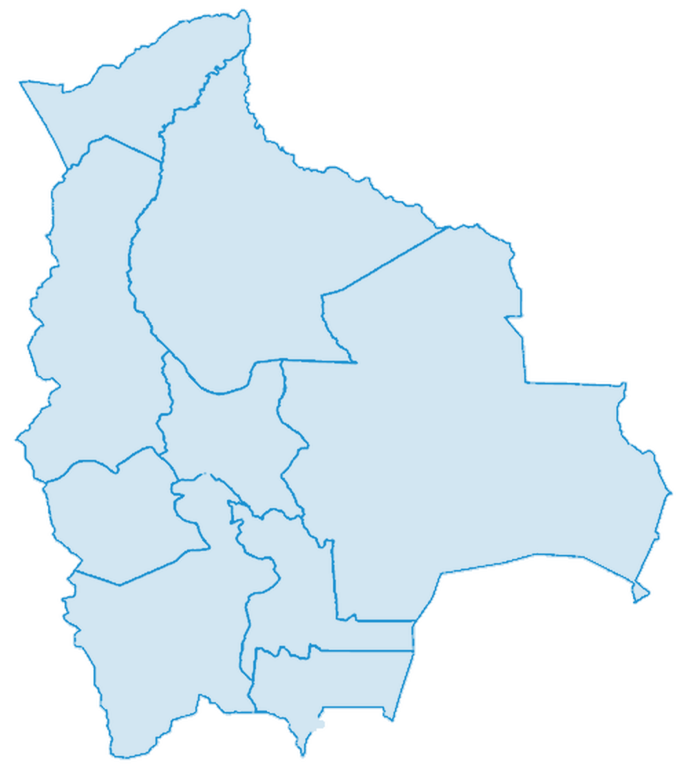 Mapa de Bolivia por departamentos
